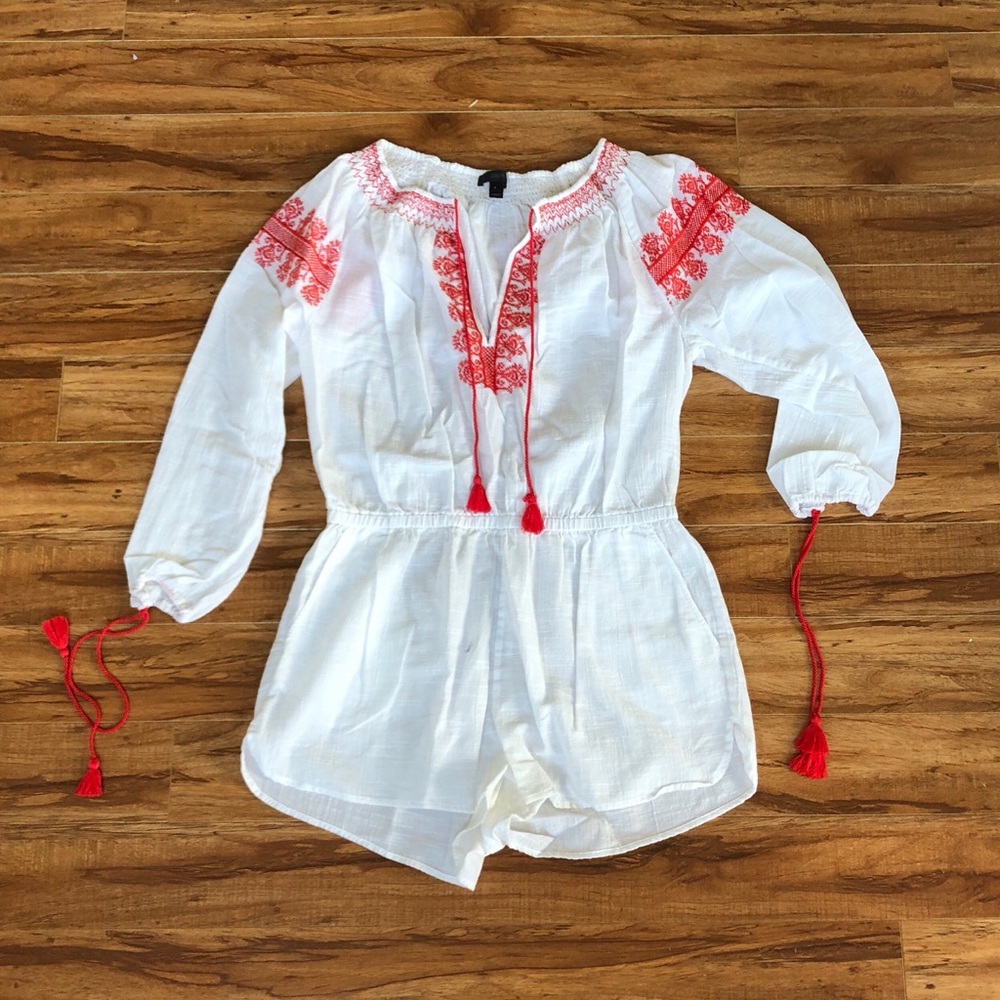 White J.Crew Embroidered Romper Cover-Up